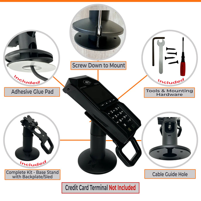 POS stand with cable management, secure cables POS terminal, Hilipro cable management solutions, tidy retail terminal stand, ergonomic cable holder stand, compact POS with cables, universal stand for cable management, efficient cable POS design