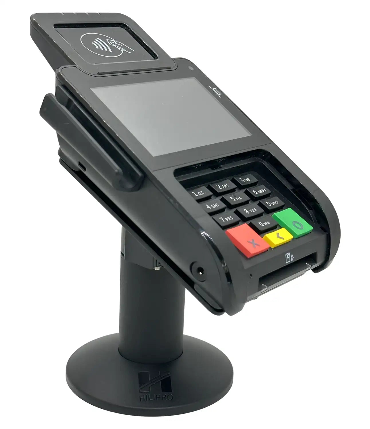 universal POS hardware mount, ergonomic universal stand, secure universal card reader holder, Hilipro universal terminal solution, compact universal POS stand, PCI DSS universal terminal holder, tilt-and-swivel universal stand