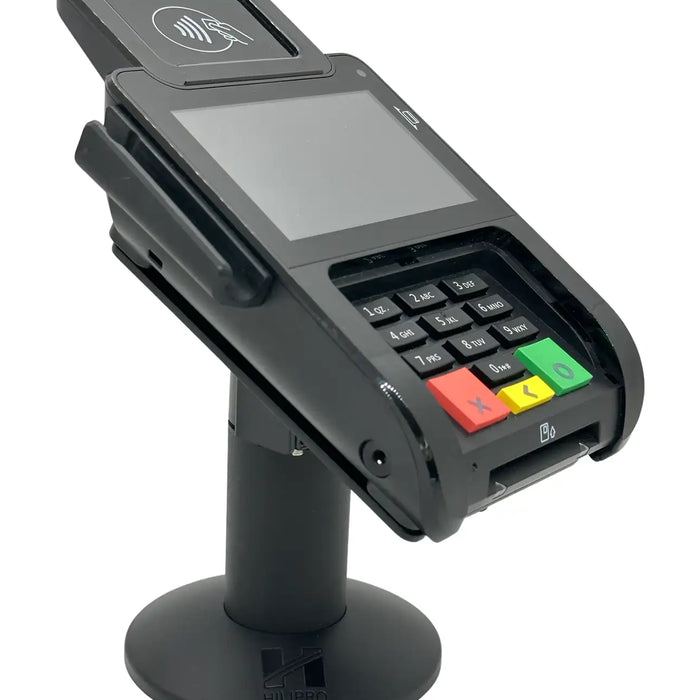 universal POS hardware mount, ergonomic universal stand, secure universal card reader holder, Hilipro universal terminal solution, compact universal POS stand, PCI DSS universal terminal holder, tilt-and-swivel universal stand