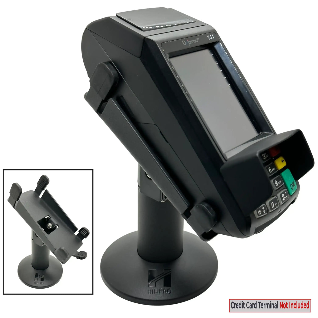Hilipro POS stands for Dejavoo Z8 & Z11 Terminal Stands-Swivel & Tilts-Complete Kit