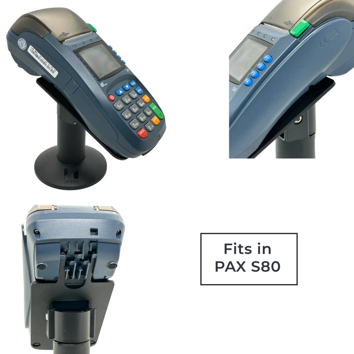 Hilipro Swivel Stand for PAX S80, durable POS stand, adjustable PAX S80 stand, swivel and tilt POS stand, PAX S80 terminal mount, 4.7-inch POS stand, complete POS stand kit, retail terminal stand, cable management POS stand, flexible POS mount, secure POS terminal holder, swivel tilt POS holder, PAX S80 installation kit, versatile POS stand, sturdy terminal mount, professional POS stand, space-saving terminal holder, ergonomic terminal positioning, PAX S80 swivel stand, Hilipro POS stand with back plate.