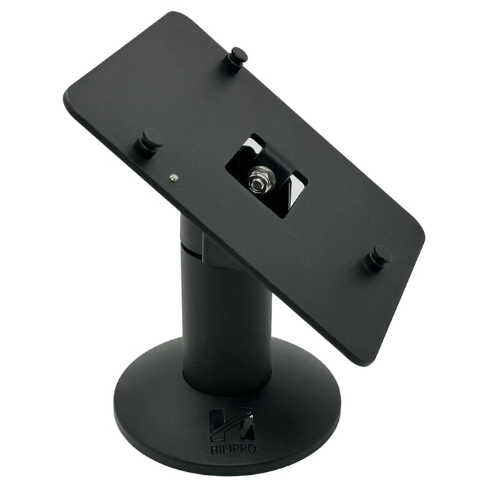 Hilipro ISC250 stand, Ingenico ISC250 terminal mount, heavy-duty POS stand, durable terminal stand, retail POS stand, flexible mounting options, adjustable tilt and swivel stand, Ingenico terminal support, secure POS terminal mount, cable management stand, interchangeable back plate POS stand, no-drill mounting solution, high-quality metal POS stand, retail checkout stand, robust terminal support, swivel and tilt POS mount, organized cable routing, space-saving POS stand, versatile terminal mounting options