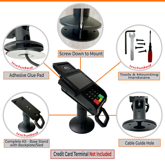 Hilipro swivel stand, Pax Q30 stand, Pax A30 stand, POS terminal swivel stand, adjustable POS stand, 330° swivel stand, 50° tilt stand, retail POS stand, flexible POS stand, secure terminal mount, metal POS stand, durable payment terminal stand, flexible installation options, cable management POS stand, wall mountable POS stand, complete POS stand kit, robust terminal holder, professional checkout stand, retail checkout stand, Pax A30 terminal stand, Pax Q30 swivel mount.