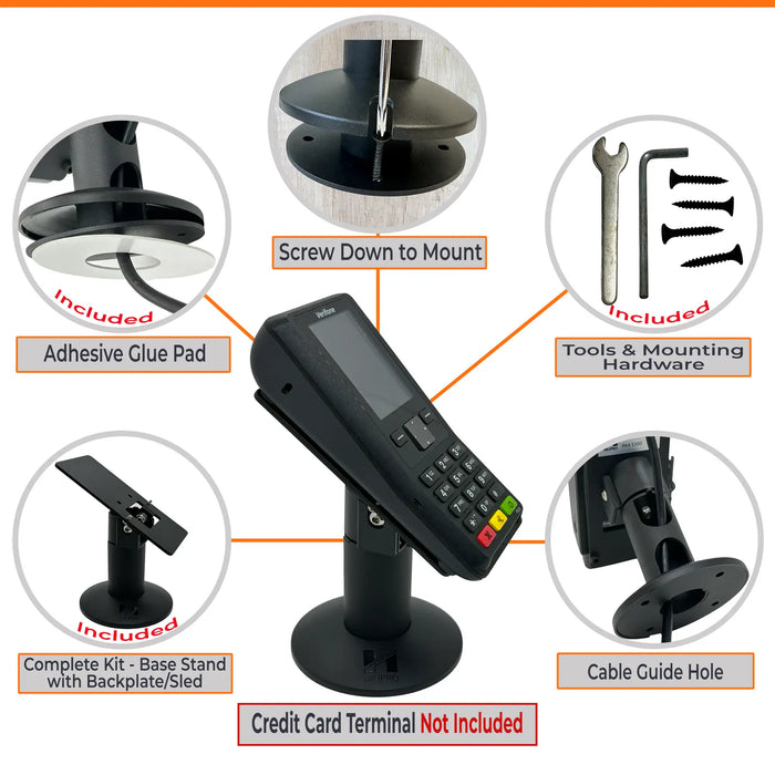 Hilipro V1 Swivel Stand for Verifone P200 & P400 - 360° Swivel & 50° Tilt - Complete POS Kit