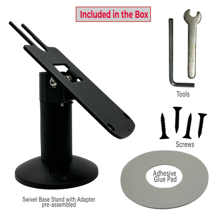 Hilipro Swivel Stand for PAX S80, durable POS stand, adjustable PAX S80 stand, swivel and tilt POS stand, PAX S80 terminal mount, 4.7-inch POS stand, complete POS stand kit, retail terminal stand, cable management POS stand, flexible POS mount, secure POS terminal holder, swivel tilt POS holder, PAX S80 installation kit, versatile POS stand, sturdy terminal mount, professional POS stand, space-saving terminal holder, ergonomic terminal positioning, PAX S80 swivel stand, Hilipro POS stand with back plate.
