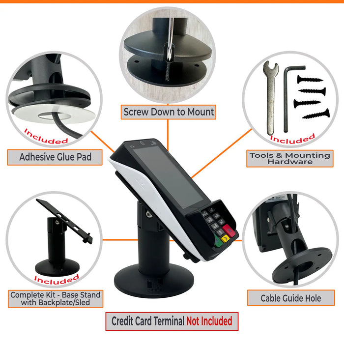 Hilipro Point of Sale Swivel Stand V1 for Pax S300 & Pax A35 – Sturdy Metal – 4.7" Tall – Complete Kit