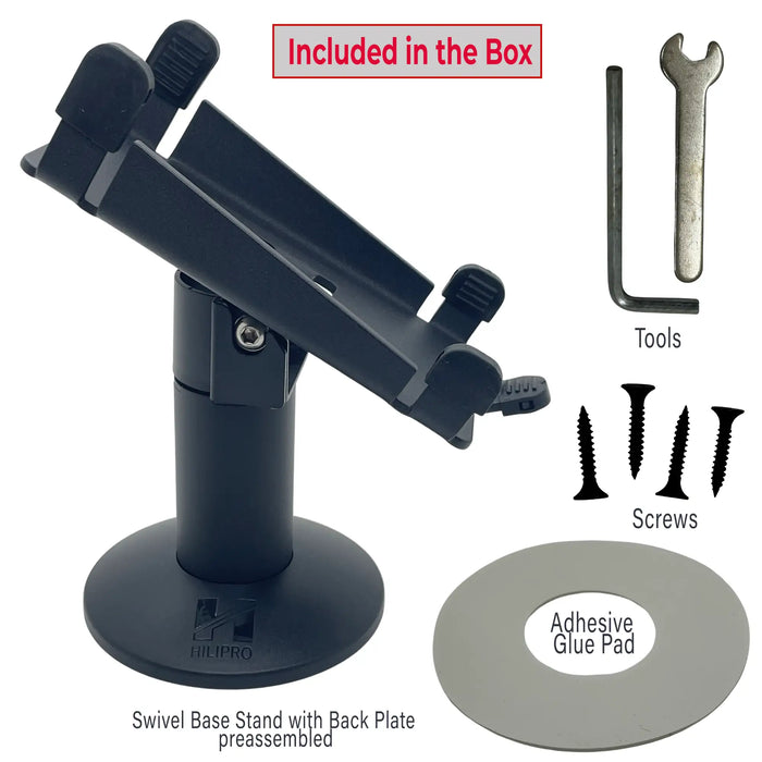 Hilipro swivel stand, Dejavoo Z8 stand, Dejavoo Z11 stand, POS terminal stand, credit card machine stand, Hilipro Dejavoo terminal holder, secure POS stand, adjustable swivel stand, 330-degree swivel stand, Dejavoo Z8 swivel mount, Z11 card reader stand, durable terminal stand, protective edges POS stand, retail checkout stand, sleek Hilipro terminal stand, Dejavoo stand with tilt, Hilipro POS accessory, card terminal stand for Z8 Z11.