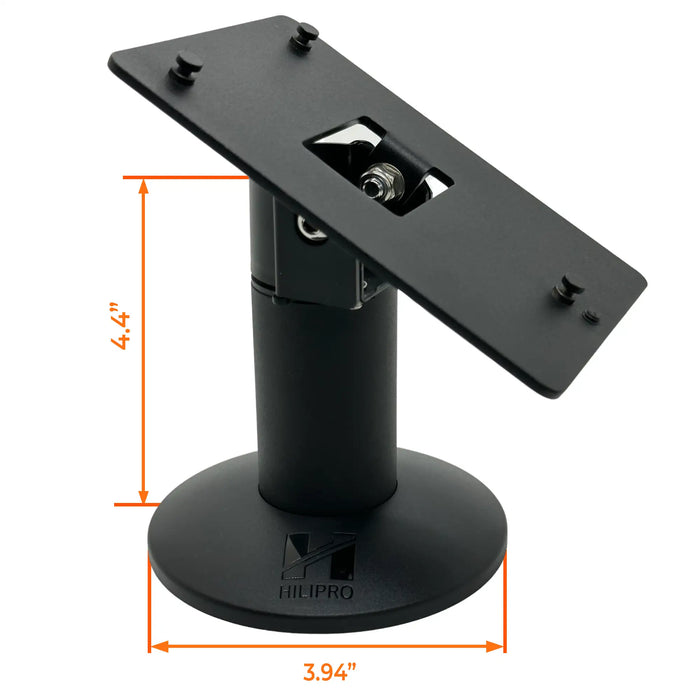 Hilipro ISC250 stand, Ingenico ISC250 terminal mount, heavy-duty POS stand, durable terminal stand, retail POS stand, flexible mounting options, adjustable tilt and swivel stand, Ingenico terminal support, secure POS terminal mount, cable management stand, interchangeable back plate POS stand, no-drill mounting solution, high-quality metal POS stand, retail checkout stand, robust terminal support, swivel and tilt POS mount, organized cable routing, space-saving POS stand, versatile terminal mounting options