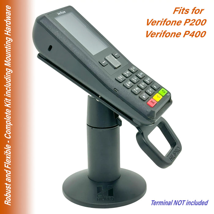 Hilipro swivel stand for Verifone P200, P400, 330° swivel, 50° tilt POS stand, Verifone P200 stand, Verifone P400 stand, secure POS terminal mount, Verifone P400 swivel mount, Verifone P200 tilt stand, retail POS stand, complete POS kit, Verifone compatible stand, POS security mount, Verifone P200 swivel stand, Verifone P400 POS stand, compact POS terminal stand, Hilipro Verifone P200 P400 kit, secure POS mounting system, adjustable Verifone stand, Verifone P200 P400 holder, durable POS stand