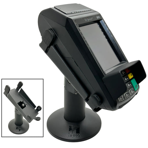 Hilipro swivel stand, Dejavoo Z8 stand, Dejavoo Z11 stand, POS terminal stand, credit card machine stand, Hilipro Dejavoo terminal holder, secure POS stand, adjustable swivel stand, 330-degree swivel stand, Dejavoo Z8 swivel mount, Z11 card reader stand, durable terminal stand, protective edges POS stand, retail checkout stand, sleek Hilipro terminal stand, Dejavoo stand with tilt, Hilipro POS accessory, card terminal stand for Z8 Z11.