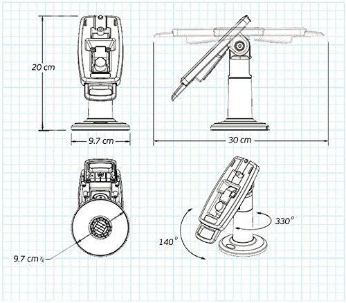 Swivel Stand for PAX S300 Stand - Tall 7" - Latch and Lock (NO KEY) - Complete Kit - HILIPRO.COM