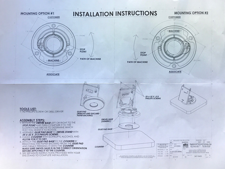 ENS Metal Base Blue Pad Round 4.25 inch Diameter - for ENS Credit Card Payment Terminal Stands - HILIPRO.COM
