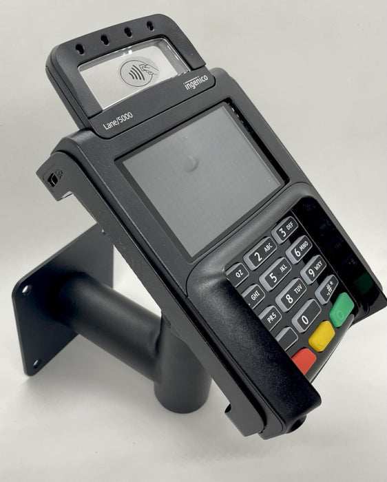 Hilipro wall mount, Ingenico Lane 3000, Ingenico Lane 5000, Ingenico Lane 7000, Ingenico Lane 8000, durable metal wall mount, VESA compatibility, secure wall mount, cable management, adjustable POS mount, flexible installation options, VESA mount, retractable mount, professional workspace, clutter-free mounting, POS terminal wall mount, Ingenico POS support, wall-mounted POS terminal, retail POS solution, secure terminal mounting, Hilipro POS mount, space-saving mount for POS.